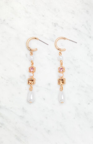 Pearl Flower Drop Earrings image number 1