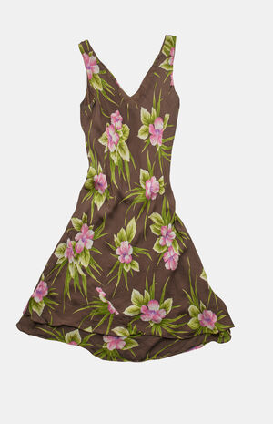 90s Floral Midi  V-Neck Dress image number 2