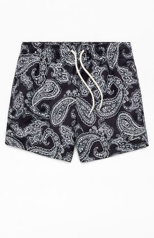 Black Paisley AOP 4.5" Swim Trunks