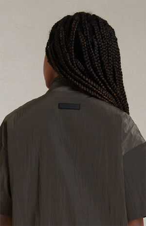 Essentials Ink Crinkle Nylon Half Zip Mock Neck Shirt image number 5