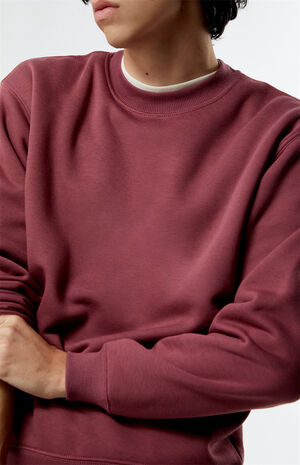 Brown Solid Crew Neck Sweatshirt image number 2