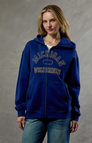 Michigan Wolverines Embroidered Zip Up Hoodie image number 1