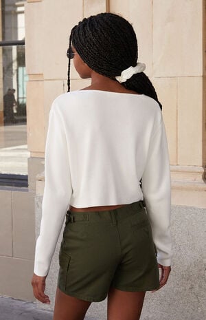 White Button Up Cardigan White Button Up Cardigan image number 3