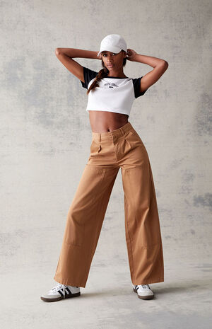 Brown Wide Leg Trousers image number 1