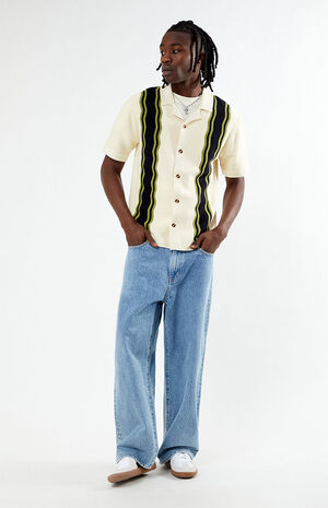 Cream Jacquard Button Down Shirt image number 3