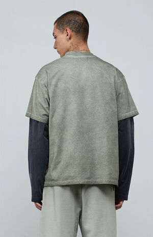 Gray&nbsp;Vintage Wash Heavyweight Oversized T-Shirt image number 5
