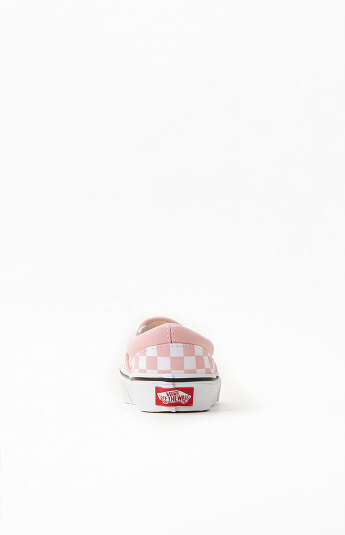 Vans Kids White Pink Checker Classic Slip On Shoes PacSun