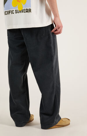 Washed Black Corduroy Baggy Carpenter Pants image number 5