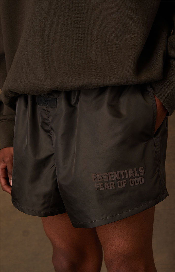 Fear of God Essentials Off Black Running Shorts PacSun