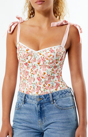 Floral Bow Tie Bodysuit image number 3