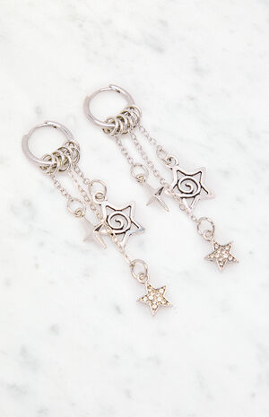 Silver Star Charm Dangle Earrings image number 2