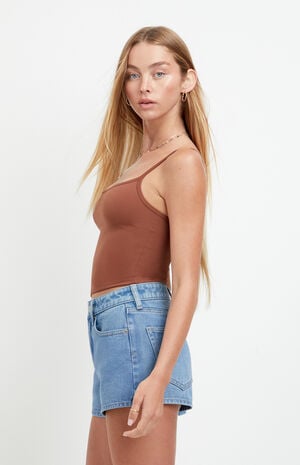 Ivy High Waisted Festival Jean Shorts Zip Fly Medium Blue image number 3