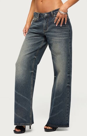 Raelynn Washed Low Rise Baggy Jeans image number 2