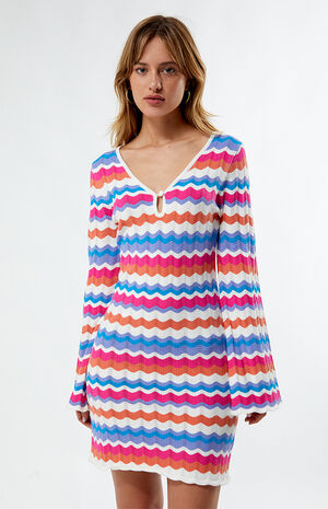 Wilma Pointelle Knit Long Sleeve Mini Dress image number 4