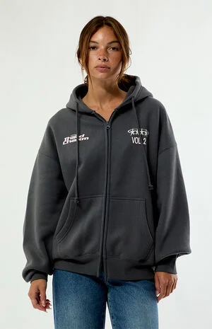 Gray Puff Graphic V2 Zip Up Hoodie image number 1