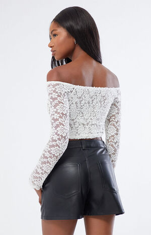 Faux Leather High Waisted Shorts image number 4