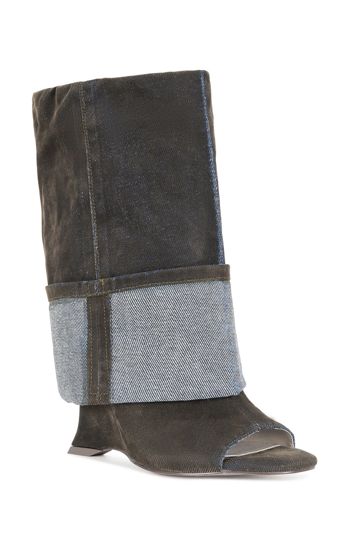 AZALEA WANG Tin Brown Peep Toe Wedge Booties