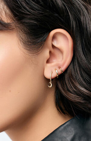 Celeste Crescent Moon Huggie Hoop Earrings image number 2