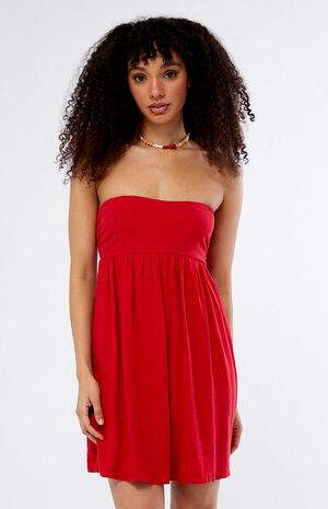 Tie Back Strapless Mini Dress image number 3