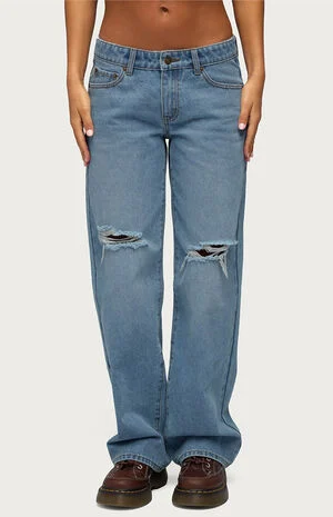 Juju Distressed Low Rise Baggy Jeans image number 1