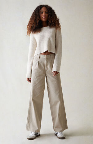 Tan Wide Leg Trousers image number 1