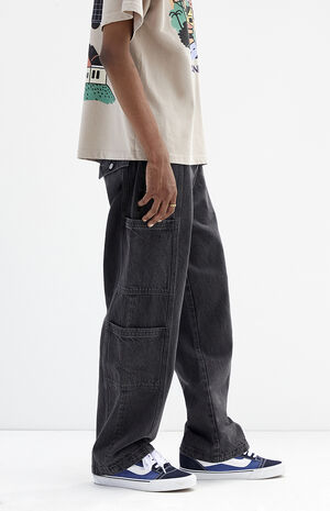 Black Baggy Cargo Jeans image number 4