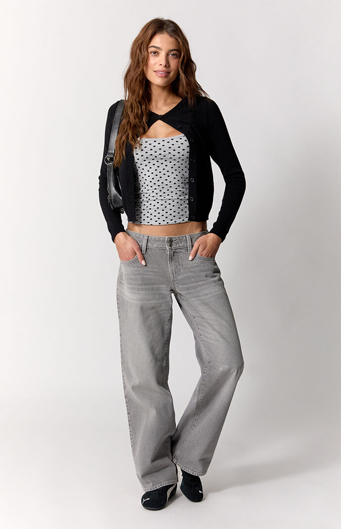 Pacsun Zoe Low Rise Girlfriend Jeans Button Pocket Gray | Pacsun