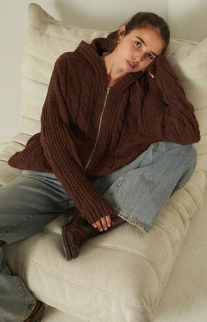 Dylan Zip Up Hooded Cardigan image number 1