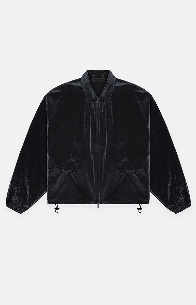 Fear of God Essentials Women s Jet Black Crinkle Nylon Shell Bomber Jacket PacSun