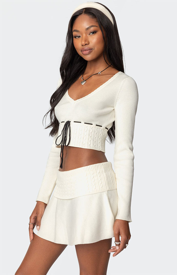 トップス meltthelady neck ribbon tops Edikted Andie Ribbon Knit Top | PacSun