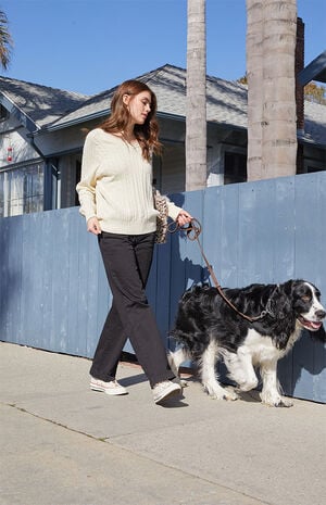 White Nikki V-Neck Cable Knit Sweater image number 1
