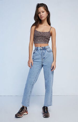 Eco Light Blue High Waisted Straight Leg Jeans image number 1