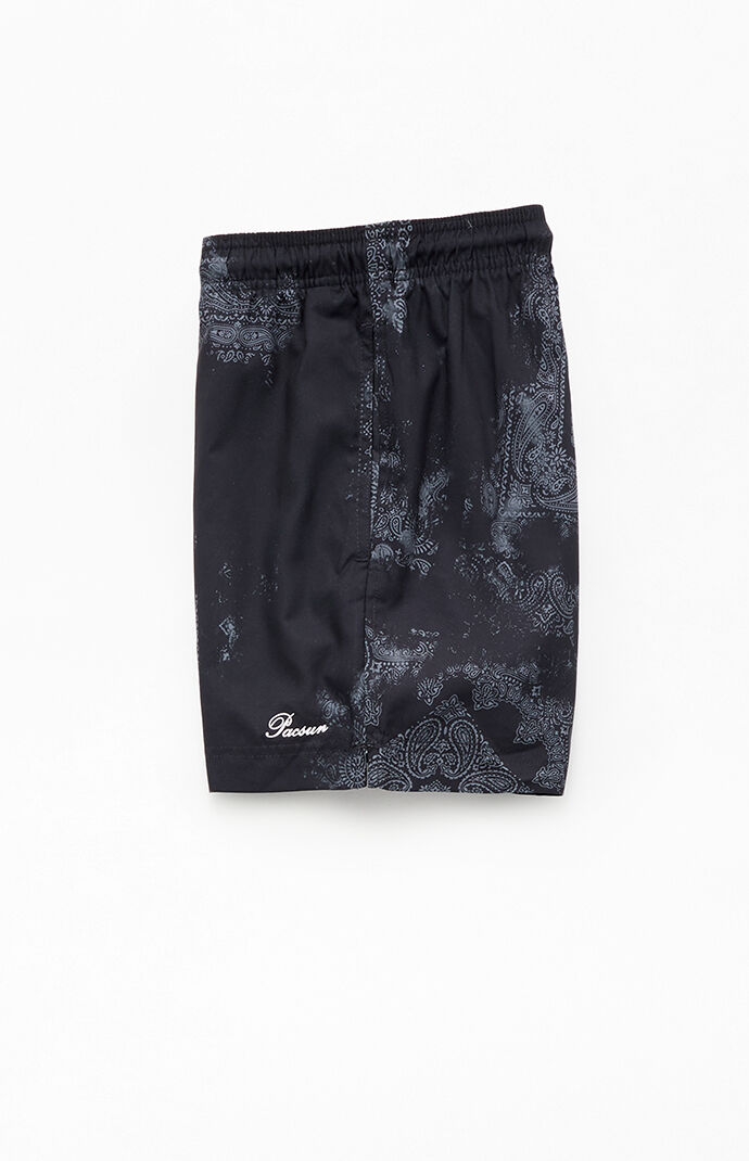 black bandana swim trunks