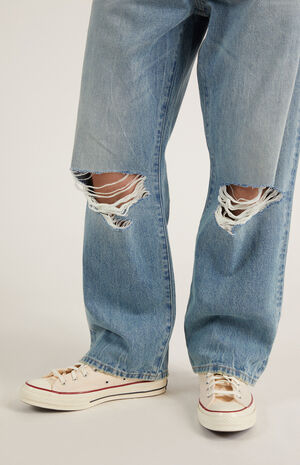 Dylan Ripped Knee Baggy Jeans Light Indigo image number 5