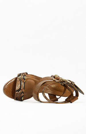 Women's Kandinsky Cognac Snake Stiletto Sandals image number 4