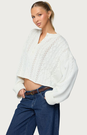 Marianna Button Cable Knit Sweater image number 2