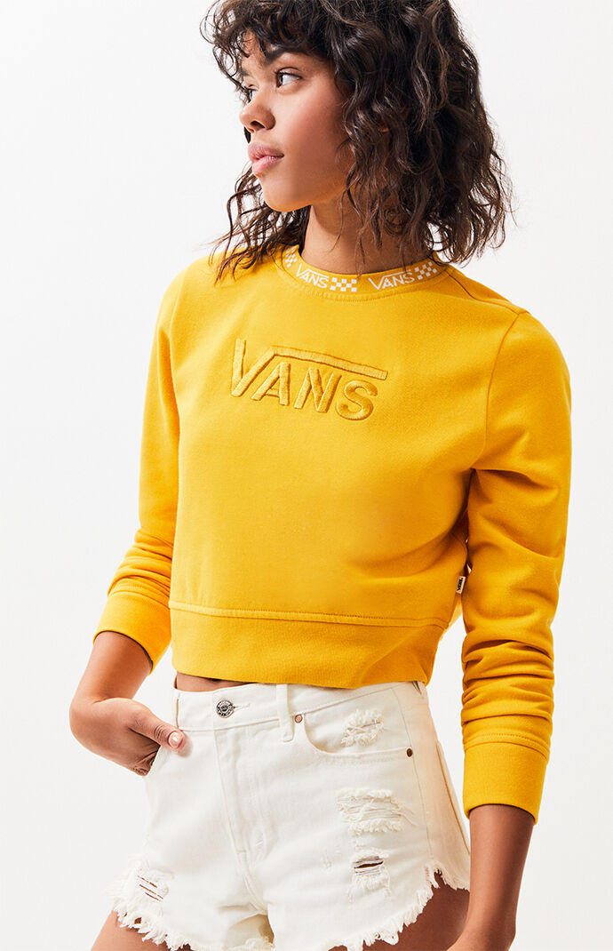 vans checkerboard yellow crop t shirt