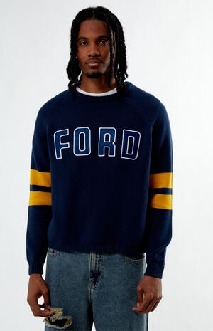 Navy Striped Crew Neck Sweater