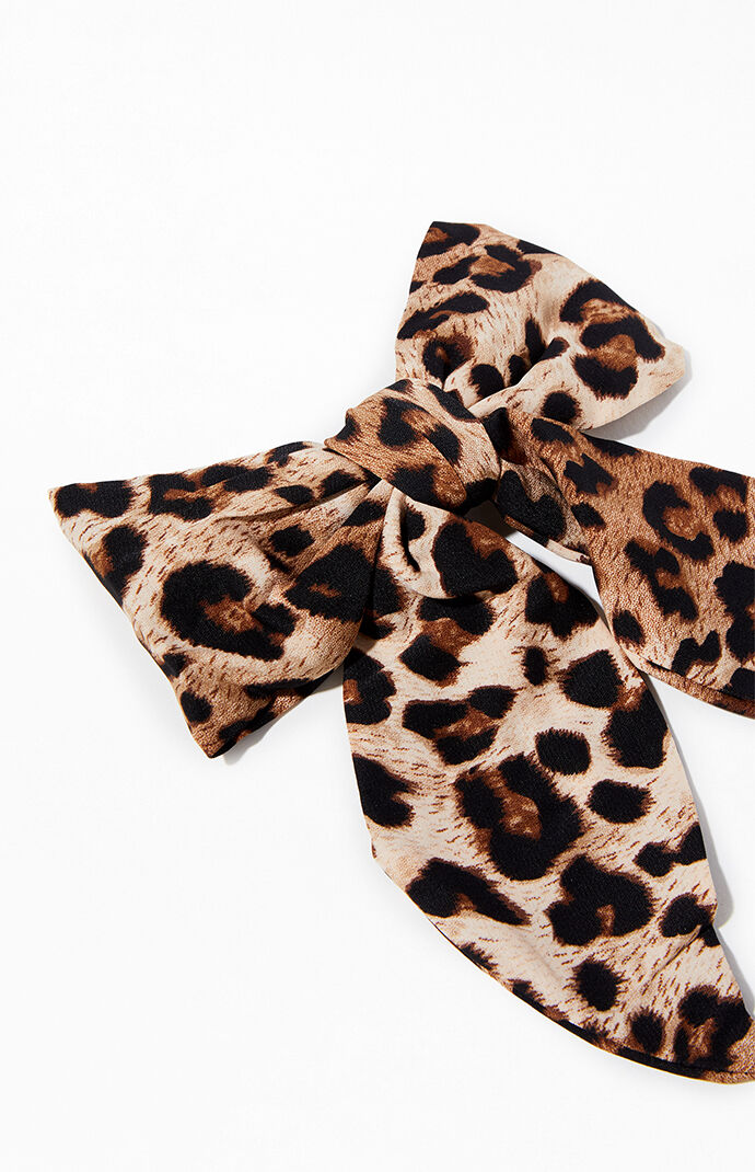 LA Hearts Leopard Big Bow Barrette