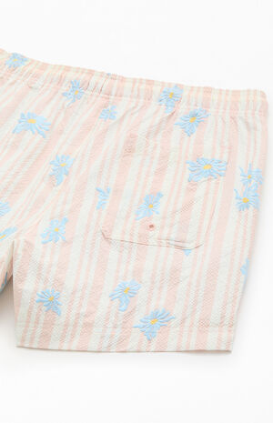Muted Garden Striped Seersucker 4.5" Swim Trunks image number 4