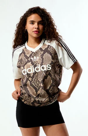 Snakeskin Print Satin Short Sleeve Oversized Jersey image number 1