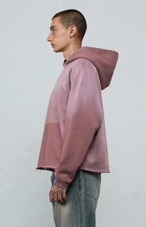 Rose Taupe Vintage Wash Heavyweight Raglan&nbsp;Cutoff&nbsp;Oversized Fleece Hoodie image number 5
