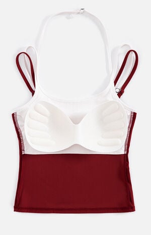 Contrast Layered Cross Logo Halter Top image number 5