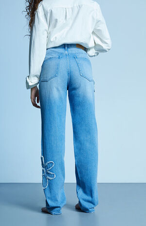 Frayed Flower Dad Jeans image number 4