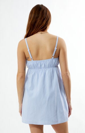 Striped Square Neck Tie Front Mini Dress image number 5