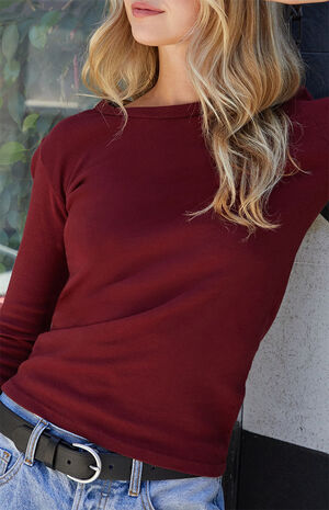 Burgundy Tori Long Sleeve Top image number 2