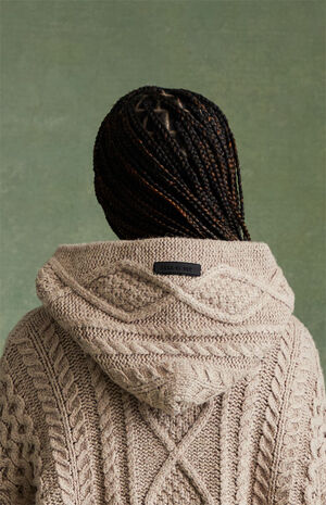Essentials Core Heather Cable Knit Hoodie image number 6
