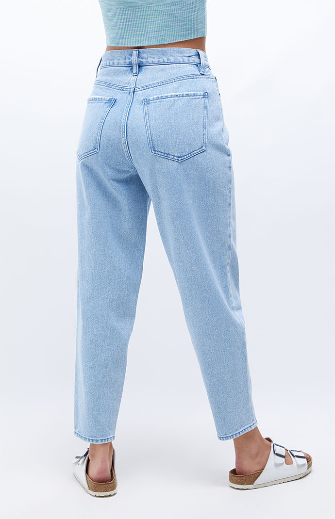 【BAON】Hemin Light Blue Balloon Wide Denim Pants Women's Juniors Fashion Boyfriends Jeans High Waisted Loose