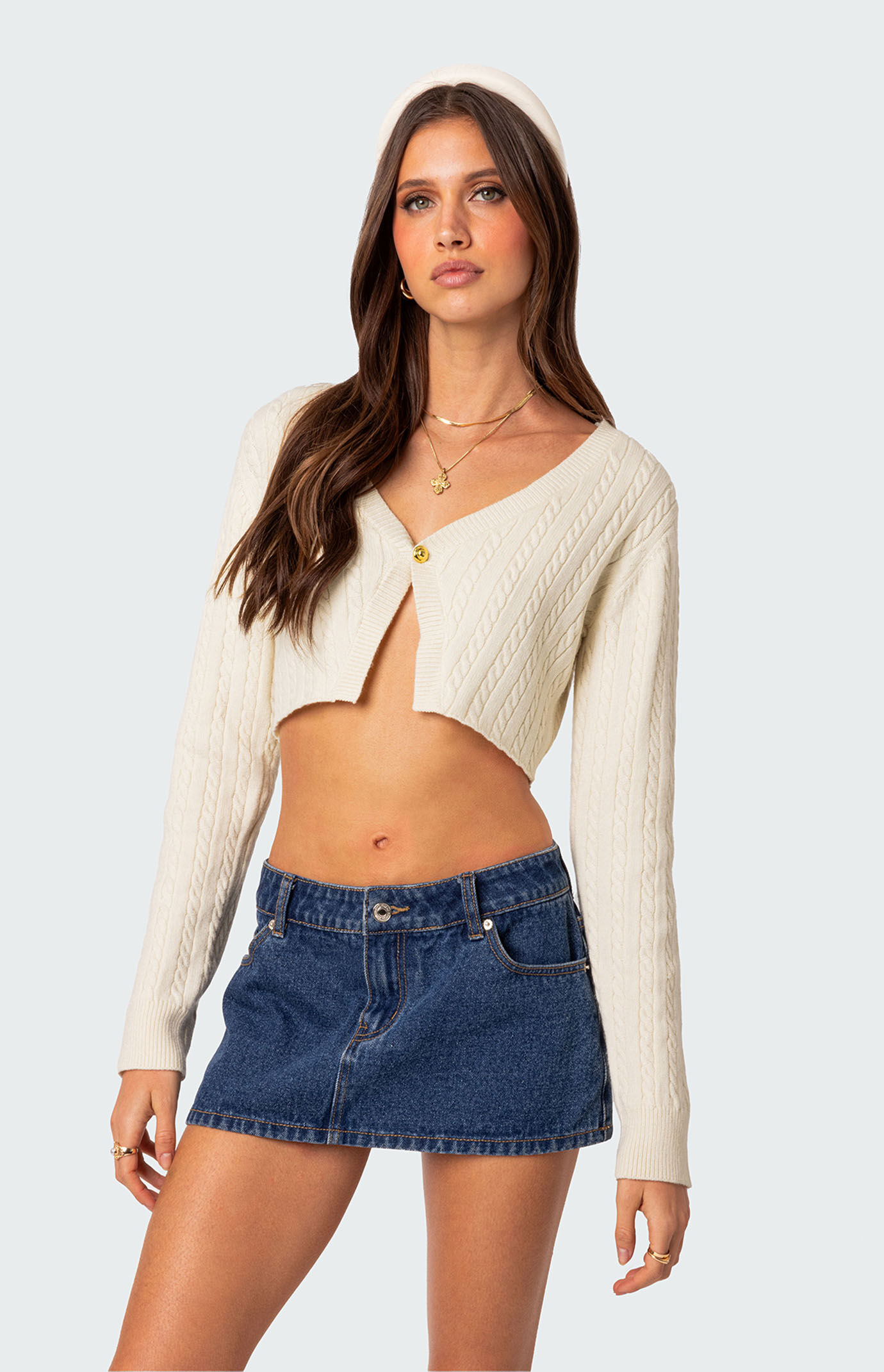 トップス theredthread S clip cardigan cropped THEREDTHREAD / ザレッドスレッド】S clip cardigan cropped