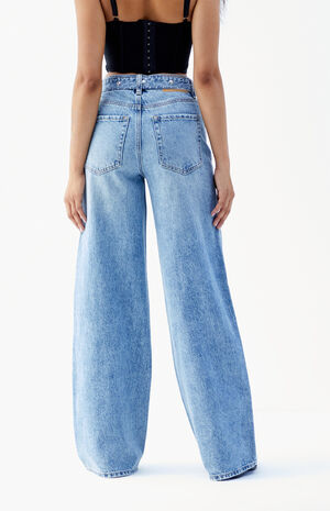 Jessie Medium Indigo Western Belt High Waisted Baggy Jeans image number 5